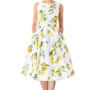 LEMON PRINT DUPIONI MIDI DRESS